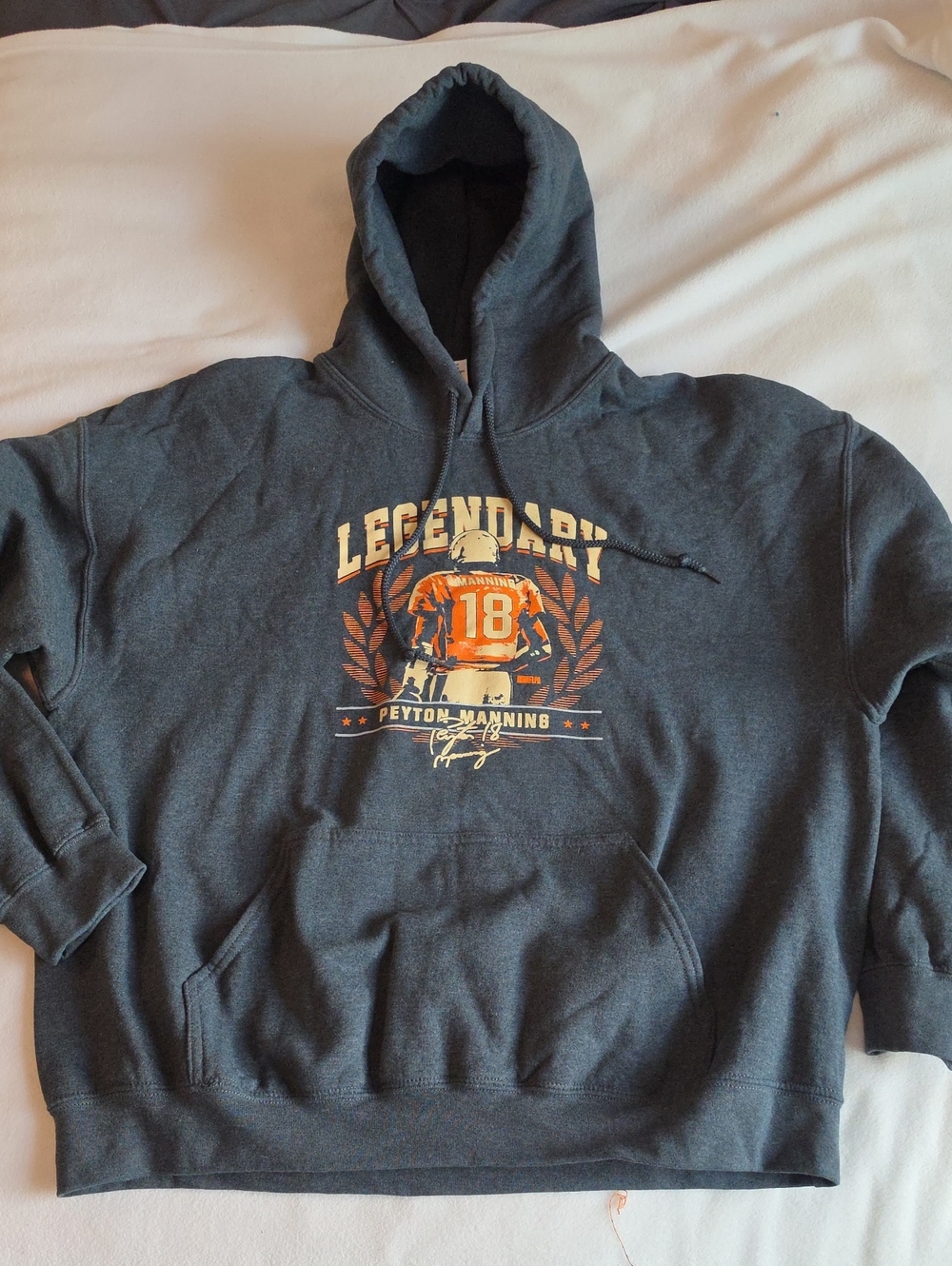 Gildan Dark Charcoal Crewneck Hoodie with Orange Graphic